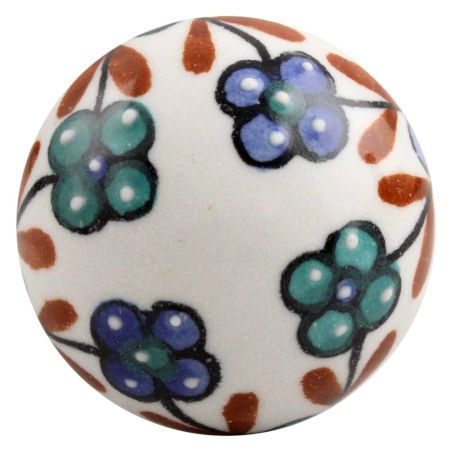 Sea Green Slate Blue Tiny Flower Ceramic Wine Stopper 